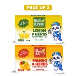 Hello Healthy Mango & Herbs and Lemon & Herbs Mix Instant Drink Pack of 2 Set (40 Sachets) Nutrition Drink