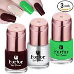 ForFor Maroon, Transparent, Green Glossy And Matte Nail Polish 7.5 Ml (Pack Of 3)