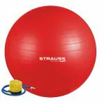 Strauss Anti Burst Gym Ball with Foot Pump, 85 cm, (Red)