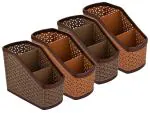 Kuber Industries Brown, Beige Plastic Multi-Purpose Compact Desk Storage Organizer (Set Of 4)