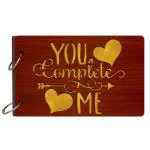 Craft Qila You Complete Me Wooden Scrapbook Photo Album for Memorable Gift Size (26cm x 16cm x 4cm)
