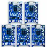 ABHITH INDIA Micro USB TP4056 / TP 4056 / TPA4056 DC Charging, 18650 3.7v Lipo, Lithium Ion Battery Charging Module Board Kit with BMS for Portable Computer, Electronics, Car/Motorcycle - Pack of 5