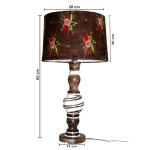 ZARA WOODEN HANDICRAFTS Cute Wooden Nightstand Lamp Bedroom, Small Table Lamps with Floral Fabric Shade Study Lamp (60 cm, Multicolor)