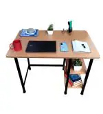 Urbain Home Wellington Big Size Multipurpose Study Table, Computer Table for Home & Office, Heavy Duty Work from Home Desk with Shelves (Beige)