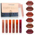 Beauty Glazed 6Pcs Matte Liquid Lipstick Set +1 Lip Balm +1 Clear Gloss Kit, Plumping Quick Dry, No Smudge, Hard Transfer, Non-Sticky, Waterproof, Long Lasting Beautiful Colors Lip