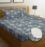 RC My Mini Bazaar Glace Cotton Elastic Fitted Bedsheets King Size Bedsheet for Double Bed with 2 Pillow Covers (72 x 78 or 182 x 198 cm) - Multicolor