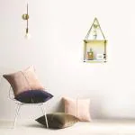 VAH White Wood 2 Layer Wall Floating Wall Shelf Wall Floating Wall Rustic Jute Rope Shelves For Home Decoartion