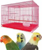 PetJoy Large Pink Iron Bird Cage with Feeding Cup, 1 Pole with Secure Lock, 24 Inch Bird, Hamster, Rabbit Cage