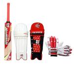CW TRAINER Cricket kit Kashmir Willow Cricket Bat Cricket Glove Kit (3 For 5-7 Yr, Right Red)