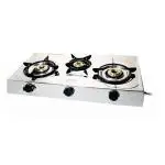 MiDaz Stainless Steel Iris 3 Burner (MSSTI) LPG Gas Stove For Your Beautiful Kitchen|77*42*14 Cms|Silver
