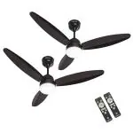 DIGISMART Autum Mark-1 Premium series 1200 MM BLDC Motor (28 Watts) LED Light |Remote| 3 Blade 380 RPM High Speed Ceiling Fan Pack of 2 (Smoke Brown)