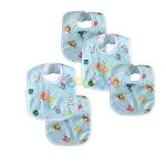 DESIGNESTYBlue Waterproof Baby Feeding Bibs - 0 - 30 Months ( Pack of 5 )