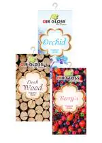 Air Gloss Air Freshener Pouch Sachet Fragrance Berry, Musk & Orange Vanilla Pack of 3 | Scented Sachet for Closets, Drawers, Car, Office & Small Closed Spaces Orchid, Fresh Wood & Berry's
