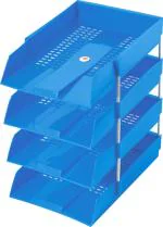 Omega 1718PP Office Tray - PP (Set of 4 Tray) Blue Use For Letter Tray/Files Tray/Documents Tray/Folder Tray
