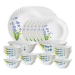 Larah by Borosil White Round Opalware Floral Dinner Set (Pack of 28)