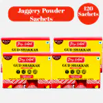 Desi label GUD Shakkar Jaggery Powder Sachets | No Added Sulphur & Color (Pack of 4(120 Sachets) )