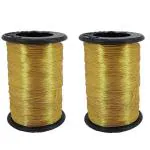 Aumni Crafts Zari Metallic Threads 0.1 MM (2 Rolls) Antique Gold Color For Aari Work Embroidery Sewing Garment Needlework Crafts