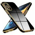 Mr Case 6D Chrome Back Cover Case For Motorola Moto G22 | ( Gold Plated Frame | Glossy Backside -Black )