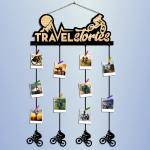 Expleasia Travel Stories Cycle Hanging Photo Frame |collage Photo Frame| Wall Decor Hanging Photo Frame| Gift Items (46x0.6x80 cm) Black & Beige