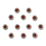 Comet Busters Silver and Red Stone Bindi (7mm) (BIN2020) Pack of 1