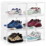 ABOUT SPACE Shoe Boxes - 6 Pc Sneaker Box Crates | DIY Shoes Storage Box for Men, Women, Display Shoe Rack for Sneakers, Flats, Flip-flops, Loafers, Heels & Wedges Shoe Case (L 33 x B 27 x H 21 cm)