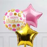 AMFIN Happy Birthday Ballons Decorations Foil Round Balloons Star Foil Balloon Happy Birthday Decoration Balloon Decoration for Birthday Combo Balloon Photo Shoot Decoration Balloon - Multicolor