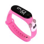 EVOTECH Pink Purple Digital Dial Stylish and Fashionable Wrist Smart Watch LED Band for Kids, Colorful Cartoon Character Super Hero Waterproof Watch for Boys & Girls (Pink Cross)