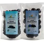 Farmbean Dehydrated Fruits Combo Pack of 2-400 Gms| Blueberries 200gms, Blueberry Plum 200gms| Plant Based Protein | Rich in Vitamins & Minerals | 100% Natural & No Artificial Colors, Gluten Free, No Preservatives | Tasty & Healthy Berries