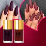 MI Fashion Soft Smooth Unique Matte Nail Polish Combo Sets of 2 Unique Colors (Wine,Maroon) 9.9ml each