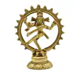 pujaNpujari Natraj Statue Small Size Brass - Shiva Dancing Nataraja Idol Showpiece Decorative Showpiece - 10 cm (Brass, Gold