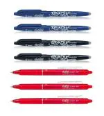 Pilot Frixion Erasable Roller Ball Pen | Tip Size - 0.7 MM | With Dimpled Grip and In-built Eraser | Ink Colour - 2 Black, 2 Blue and 3 RT Red | Pack of 7