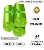 HAWK MART Green Biodegredable Garbage Bag /Trash Bag/ Dustbin Bag/ Medium Size / Roll Size -19*21[30 Bags]-Pack Of 3