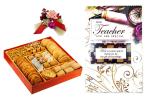 Feastive Celebrations Bikanervala Traditional Indulgence, Flower Spray And Teachers Day Greeting Card (Set Of 3)