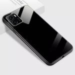 JOBINKA (Glass Back Vivo Y15s Black) Luxurious Toughened Glass Back Case with Shockproof TPU Bumper Case Cover for Vivo Y15s / Y15C / Y15A (Black)