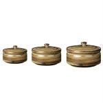 Caffeine Brown Stoneware Serving Donga With Lid (Set Of 3)