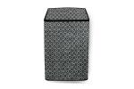 The Furnishing Tree Grey Base Symmetric Pattern PVC Washing Machine Cover for Whirlpool 13 kg Fully-Automatic Top Loading 360 Degree Bloomwash Pro Plus (69 x 66 cm)