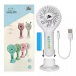 Dicto Mini Portable Fan, Powerful Hand Fan Table Fan Personal Small Desk Fan with Base, Cute Design 3 Speed Dual Motors Lightweight Handheld USB Rechargeable Fan for Women Men Indoor Outdoor (Assorted)