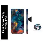 Mobi Elite Abstract Wallpaper Printed Hard Back Cover Case with Mobile Holder, Pop holder, Pop socket for Vivo Y30, Vivo Y50
