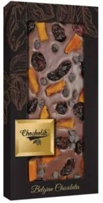Chocholik Belgium 35% Milk Cranberry & Mango with Choco Chips Chocolate Bar 100gm (3.5Oz)