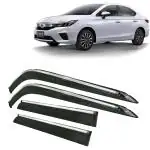 Kingsway Car Wind Deflectors Rain Guard Window Visor for Honda City 2020, 2021, 2022, 2023, 2024, 2025 Model, Car Door Visor with Chrome Lining Online India, Car Sun Shades