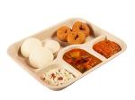 Vinishq 4 Compartment, Eco-Friendly Sugarcane Bagasse Disposable Compartment Plate for Snacks, Food, Lunch, Dinner, Party,Birthday, Pack of 25, Off White (4CP, R)