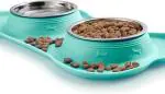 FUREVER FRIENDS Plastic dog feeder combo with stainless steel dog bowl plastic tray 400ml
