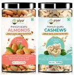 PIYOR 100% Natural Premium California Almonds & Cashews Combo 800 g (400g Pack of 2)