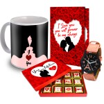 Midiron Gift for Anniversary-for Wife/Girlfriend/Boyfriend/Husband/Fiance|Romantic Gift|Valentines Day Gift Combo| Birthday Gift with Handmade Chocolates, Ceramic Coffee Mug & Greeting Card