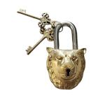 Robin Export Company Working Functional Lion Brass Padlock Lock with Keys (Gold, 5.5 Inches, 14 cm)
