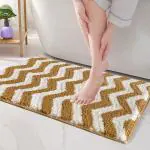 Roseate Zig Zag Super Soft (40x60 cm) Super Absorbent Microfibre Bath Mat (Beige) Pack of 1