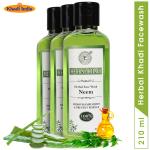 Herbal Khadi Natural Neem & Tea Tree Herbal face wash Purifying Skin (Pack of 3) 630 ml