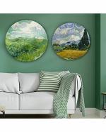 The Artment your artistic apartment Matte Finish Multicolor Round Canvas Wall Decor Painting 30cm (Set of 2)