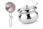 First Front Aluminium Tadka Pan With Stainless Steel Ghee Pot |Jar With Spoon and (Multicolour, Pack of 2)