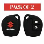 CARLUX Silicone Car Key Cover for Maruti Suzuki S-Presso,Swift,SX4,DZire,Ignis,Alto,Vitara Brezza,Celerio,Ertiga,Ciaz,SCross,Baleno,Ritz 2 Button Key Cover (Black)